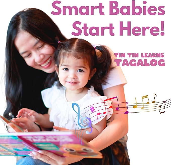 Vol. 2 — Interactive Sound Board Book for Toddlers 1-3, Bilingual English & Filipino Songs & Nursery Rhymes, Talking Musical Book, Musical Toy Gift for Babies & Kids