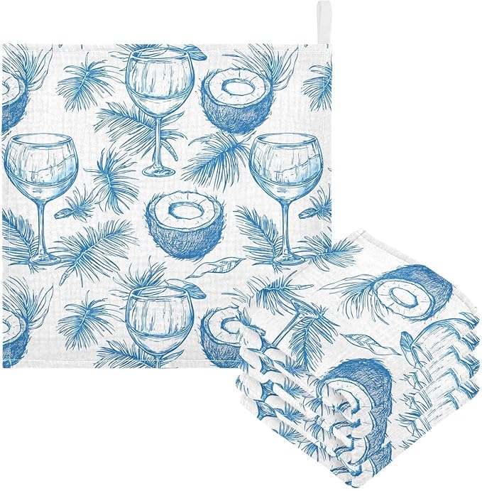 vvfelixl Baby Muslin Washcloths Wine Beach Party Baby Burp Cloths Cotton Babys Face Towel for Newborn Infants Boys Girls Soft and Absorbent 11.8 X 11.8 in, 3 Pack