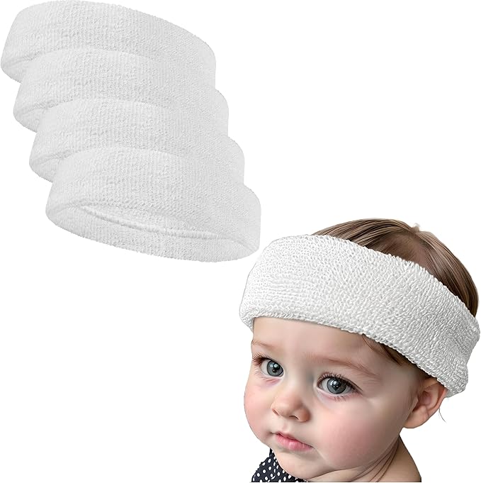 COUVER Baby Infant Terry Solid Color Headband/Terry Cloth Head Band - 4 Pieces