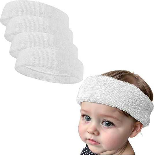 COUVER Baby Infant Terry Solid Color Headband/Terry Cloth Head Band - 4 Pieces
