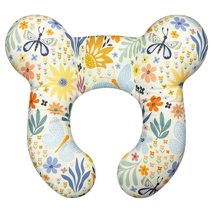 Baby Neck Pillows - Upgraded Toddler Travel Cushion for Toddler Head and Neck, Infant Neck Pillow for Car Plane Stroller Pushchair - Flower A