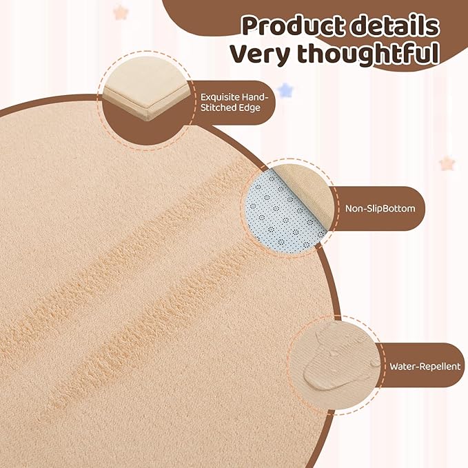 Baby Play Mat for Floor, 1.3 Inch Thick Memory Foam Tummy Time Mat with Non Slip Backing, Soft Coral Velvet 59X79 Inch Playpen Mat Crawling Tatami for Infants Toddlers Kids, Beige
