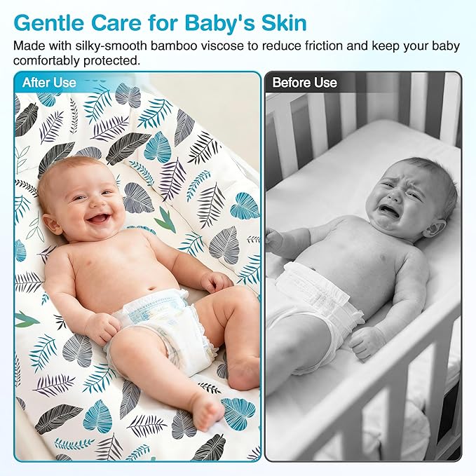Baby Lounger Cover 2 Pack - Silky Soft Bamboo Viscose Infant Lounger Cover, Breathable & Moisture-Wicking Newborn Lounger Slipcover for Baby Boys Girls, Fits Azopesy& Most Loungers, Blue