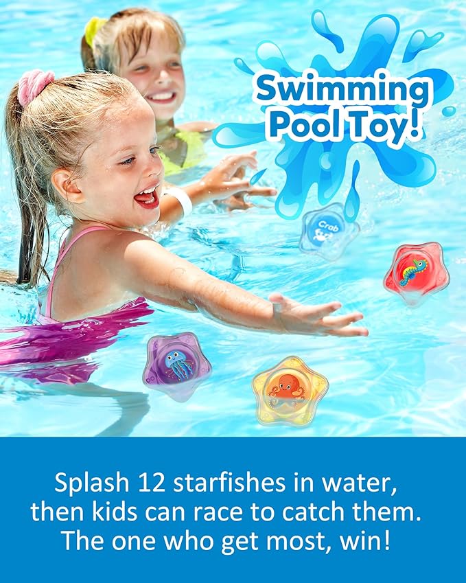 Coogam Floating Baby Bath Toy with Marine Animal, 12pcs Water Pool Beach Shower Toys Learning Activities, Montessori Educational Bath Time Toy Gift for Preschool 2 3 45 Years Old Kids