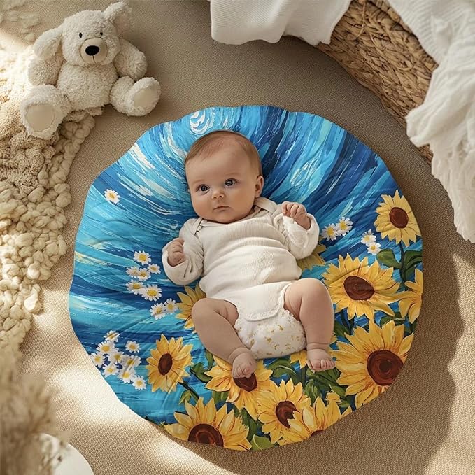 Newborn Lounger Cover, Sunflower Daisy Print Waterproof Infant Lounger Pillow Cover Soft Baby Lounger Slipcover Washable Infant Lounger Pillow Cover for Most Babies