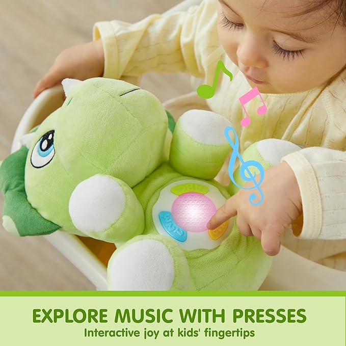 JOYIN Musical Dinosuar Plush Baby Toy, Stuffed Animal with Music & Light, Baby Musical Soft Plush Toys for Infant Babies, Easter Birthday Gifts for Boys and Girls 6+ Months