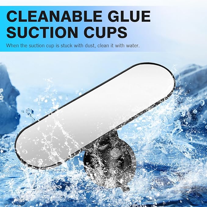 Rear View Mirror, Larger and Wider Enlarged Vision HD Glass Mirror, Anti-glare Multifunctional Rear Seat Baby Observation Accessories with Suction Cup, for Most Cars Trucks (White)
