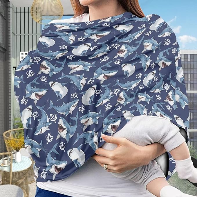 Breathable Car Seat Cover for Babies – Soft Nursing Cover for Breastfeeding, High Stretchy Infant Carseat Canopy, Beach Palm Tree