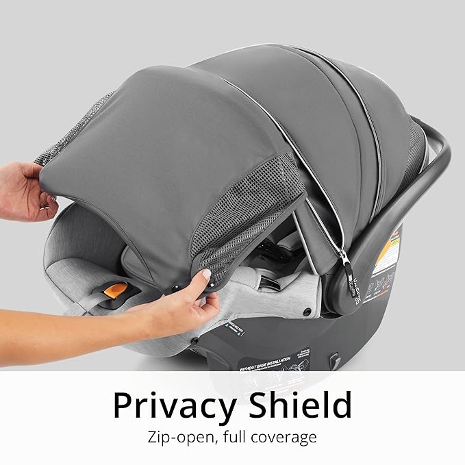 Chicco KeyFit 35 Zip ClearTex Infant Car Seat and Base, Rear-Facing Seat for Infants 4-35 lbs., Zip-Open Privacy Shield, Compatible with Chicco Strollers | Obsidian/Black