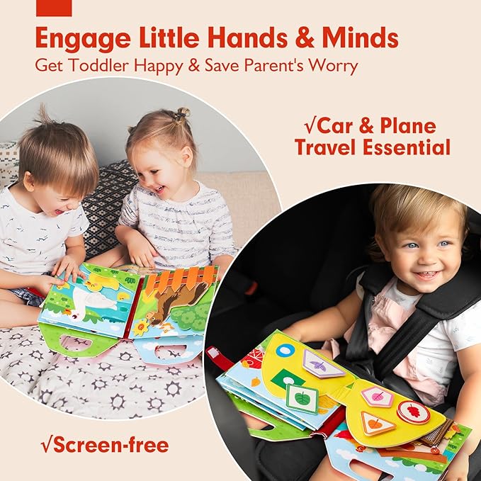 hahaland Busy Book for Toddlers 1-3 - Farm Animals Quiet Busy Board for 1 Year Old, Montessori Toys for 1 Year Old Boy Girl Gifts, Educational First Activity Books Felt Learning Board Baby Travel Toys
