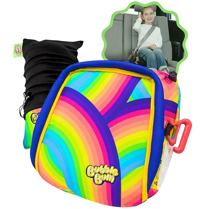 bubblebum Booster Car Seat, Inflatable Boosters Seat for Kids, Travel Booster Carseat, Narrow Backless Booster Car Seat for Travel, Inflatable Seats for Cars 40-100 lbs, for 4 Year Old + - Rbow