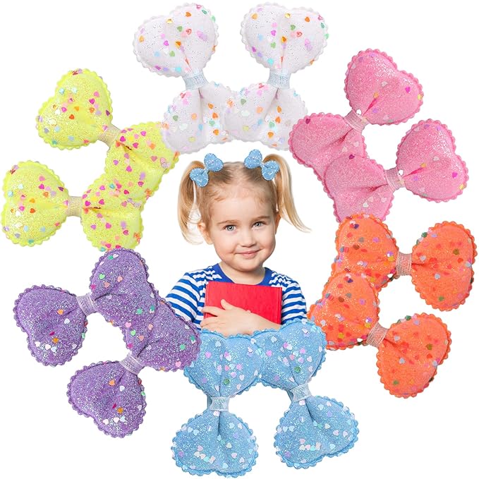 Glitter Hair Bows for Girls,12pcs Sparkly Hair Alligator Clips for Toddler Baby, Sequins Hair Barrettes Hair Accessories