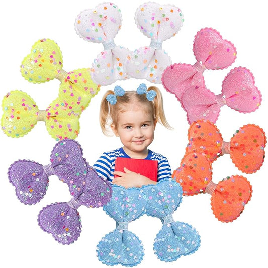 Glitter Hair Bows for Girls,12pcs Sparkly Hair Alligator Clips for Toddler Baby, Sequins Hair Barrettes Hair Accessories