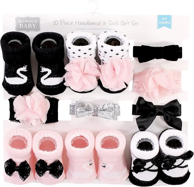 Hudson Baby Girl's Headband and Socks Giftset