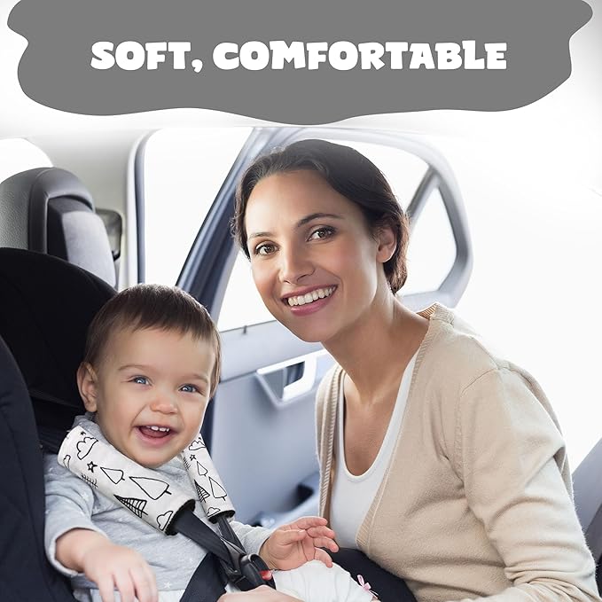 Car Seat Strap Covers for Babies Soft Car Seat Belt Covers, Mink Car Seat Straps Shoulder Pads for Boys and Girls, Black