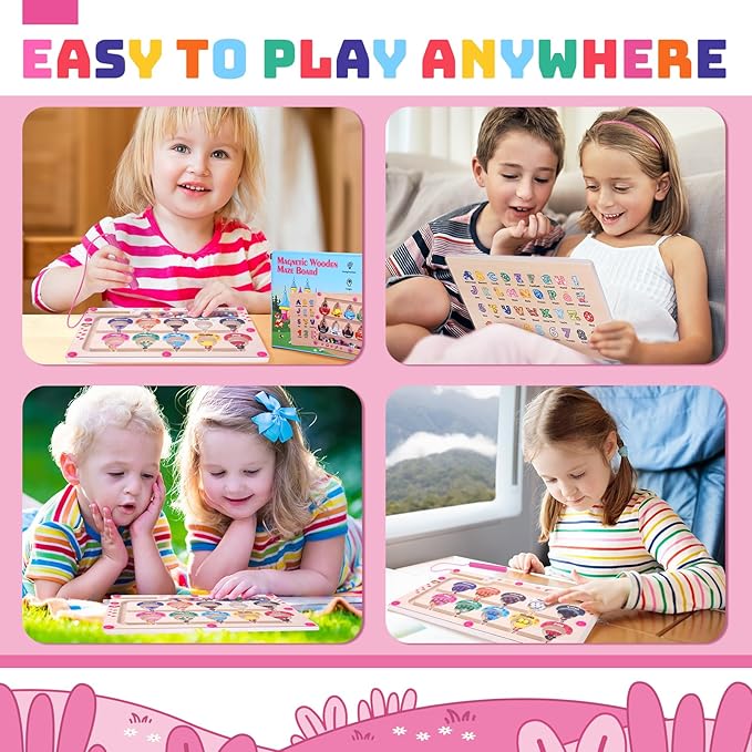 Uiseba Princess Mini Magnetic Color and Number Maze Montessori Toy for Ages 3 4 5, Toddler Busy Board, Educational Preschool Learning Activities, Ideal Christmas & Birthday Gift for Girls and Kids