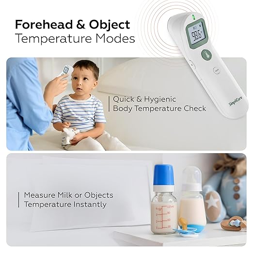 Baby Thermometer, FDA 510(k) Cleared Infrared Thermometer for Kids Adults Infants, Baby Essentials, Forehead Thermometer Non Contact, 2-in-1 Forehead & Object, Temperature Gun (FC-IR206)