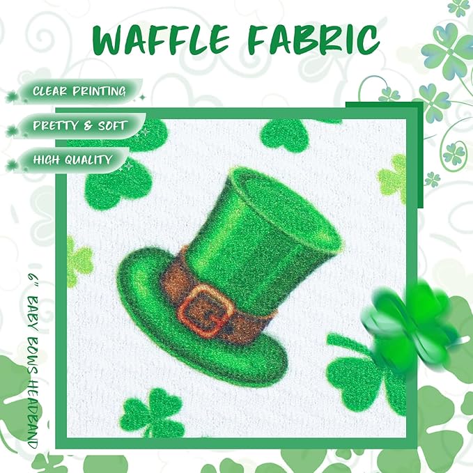 St.Patrick's Day 6'' Baby Girl Bows Clover Headbands St. Patrick Top Hat Print Hair Bows Baby Elastics Nylon Hairbands Hair Accessories for Infant Newborn Toddler