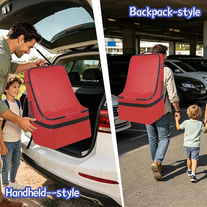 IBVIVIC Padded Car Seat Travel Bag for Airplane, Heavy Duty Car Seat Bag for Air Travel Gate Check Carseat Carrier Bag with Shoulder Strap, Fits Most Baby & Infant Car Seats (Red)