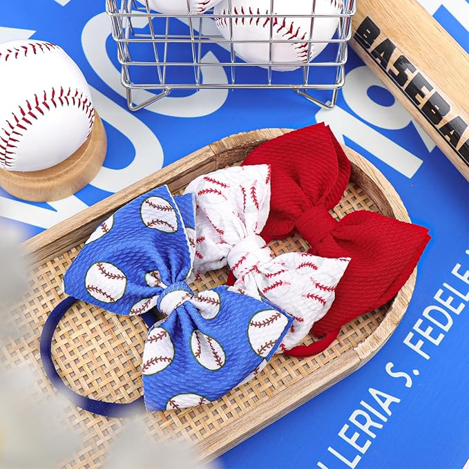 Baseball Baby Bows 0-6 Months Red Hair Bow Sport Baby Headband Soccer Bows for Girls Baseball Hairband Infant Bows Headband Game Hair Accessories