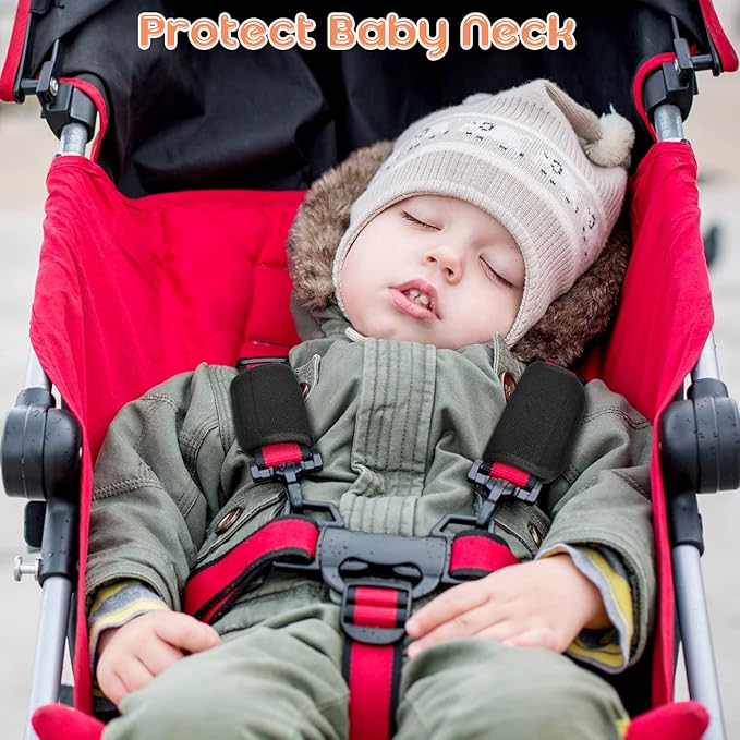 Riakrum 6 Pieces Car Seat Strap Pads Covers for Baby Kids, Carseat Strap Covers Shoulder Pads, Soft Seat Belt Cover for Infant Stroller Safety Belt Cushion for Boy and Girl, 2.4 x 5.7 Inches(Black)