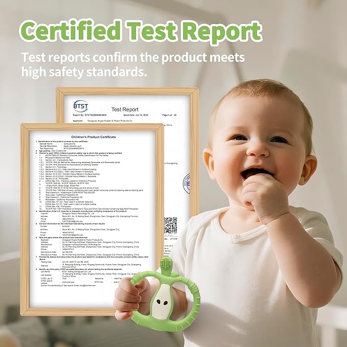Vibrating Teether for Baby with Remote Control - Chewy Sensory Toy for Teething & Autism, 10-Speed Vibration Modes, USB Rechargeable, Food Grade Silicone Teether for Sensory Seekers (Green)