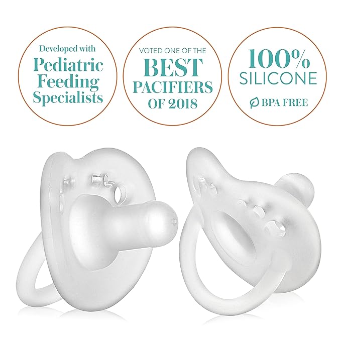 Evenflo Feeding Balance Plus Stage 1 Cylindrical Baby, Newborn and Infant Pacifier - Developed with Pediatric Feeding Specialists - 0 to 6 Months - Clear - (Pack of 6)