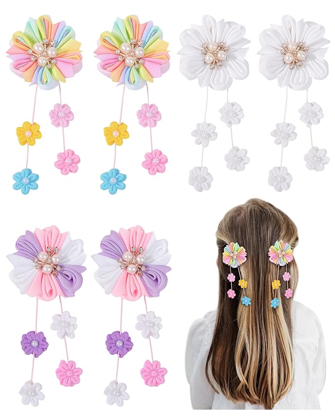 doboi 6PCS Baby Girl Hair Bows Clips Flower Hair Accessories Alligator Hair Clips for Girls Toddler Kids