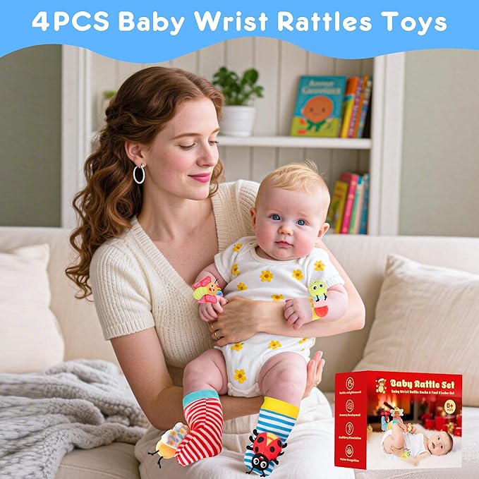 Baby Toys for 0-12 Months Newborn Boys and Girls Gifts Wrist Rattle Socks for Babies 0-6 Months Infant Girl Boy Toys for Babies As Shower Gifts