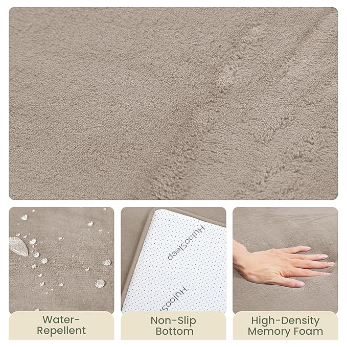 Huloo Sleep Baby Play Mat for Floor,50"×65" Playpen Mat for Toddler,Infant,Kids,1.3" Thick Elasti Foam Non-Slip Nursery Rug,Water Repellent Soft Padded Floor Mats for Tummy Time,Crawling(Beige)