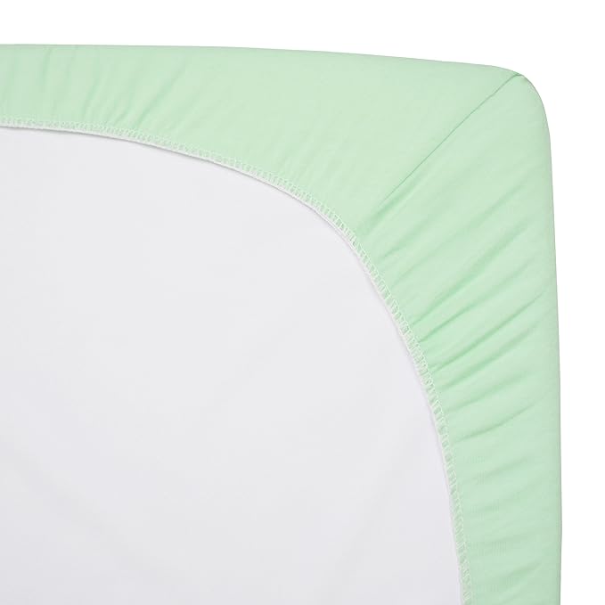 American Baby Company 100% Natural Cotton Fitted Pack and Play Sheet 39" x 27" - Soft & Breathable Pack N Play Sheet for Playpen, Playard & Mini Crib Mattress, Mint, for Boys & Girls