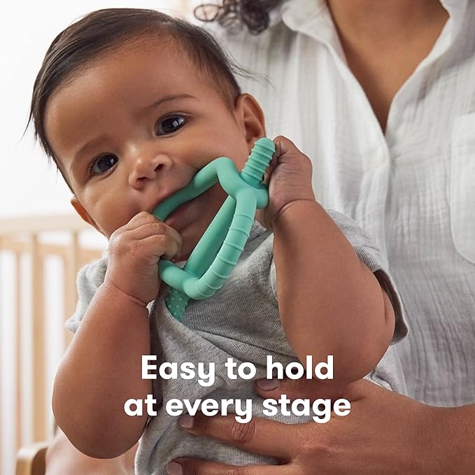 Frida Baby Push Pop Feeder, Baby Fruit Feeder + Get-A-Grip Teether Teething Toy | 100% Food-Grade Silicone Food Pacifier & Teether Toy for Baby 0-6, 12, 18 Months Infant, (Teal)