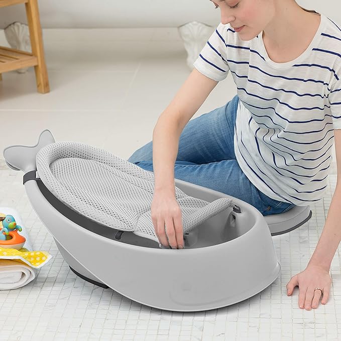 Skip Hop Baby Bath Tub, 3-Stage Smart Sling Tub, Moby, Grey (Pack of 2)
