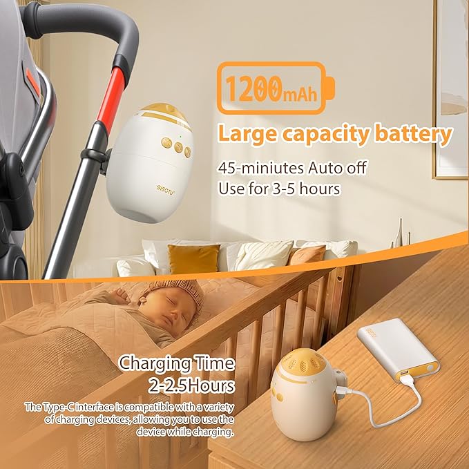 Baby Stroller Rocker with Adjustable Vibration Speed and 11 Soothing White Noise, Hands-Free Rechargeable Sleep Soother Rocker, Portable Accessories for Strollers & Cribs, Essential Baby Gear