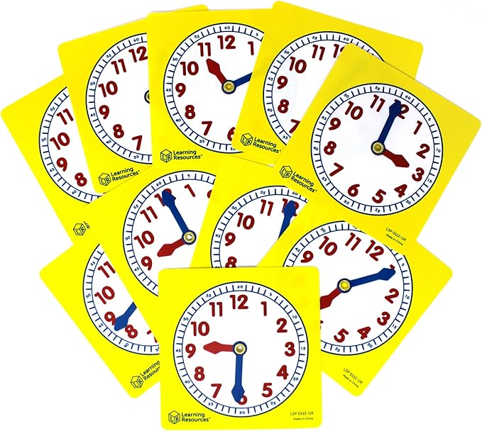 Learning Resources Pupil Clock Dials (Set of 10), Clocks for Kids, Learning to Tell The Time, Analog Clocks with Moveable Hands