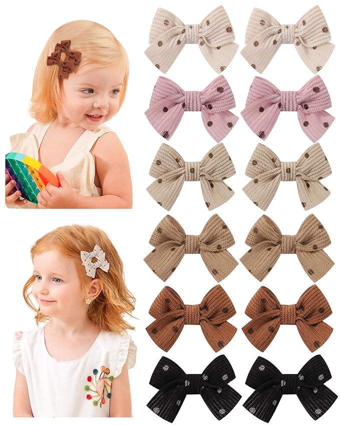 doboi 12 Pcs 2Inch Hair Clips Non Slip Small Bows Polka Dots Alligator Clips Hair Accessories for Little Girls Toddlers Teens