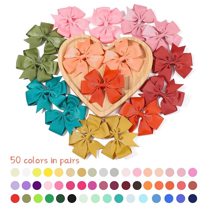 Choicbaby 3 Inch Hair Bows for Girls Grosgrain Ribbon Toddler Hair Accessories with Alligator Clip Bow for Toddler Girls Baby Kids Teens Gift