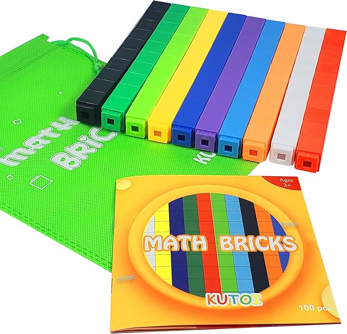 KUTOI Math Manipulatives Counting Cubes, Educational Math Linking Cubes, Classroom Toys Kindergarten Learning Materials Homeschool Supplies,Set of 100 Math Cubes for Kids Ages 3+