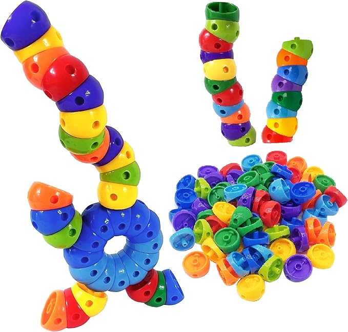 KUTOI Snap n Twist Building Toys - Wocky Blocks - 80 Piece STEM Snap Cubes for Preschool & Elementary School, Tactile Sensory Toys for Boys & Girls, Ages 3+