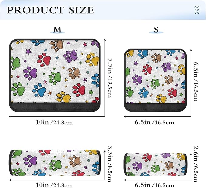 2 Pack Seatbelt Covers Seat Belt Cover Pad for Adults Boys Girls Car Seat Strap Covers Pads Cushion Universal Shoulder Strap Pad Protector for Backpack Camera Bag 10x7.7Inch Cute Colorful Paw Prints a