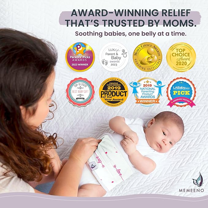 MEMEENO Belly Band for Gas and Colic Baby Relief - Heating Pad for Colic, Heated Tummy Wrap, Love Her