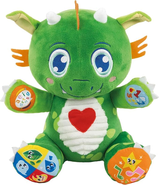 Clementoni Baby Dino Dragon Birichino, Plush Animal for Newborns from 6 Months, Play for Childhood, Learns Words, Colours, Numbers and Shapes, Stimulates Multisensory Development,