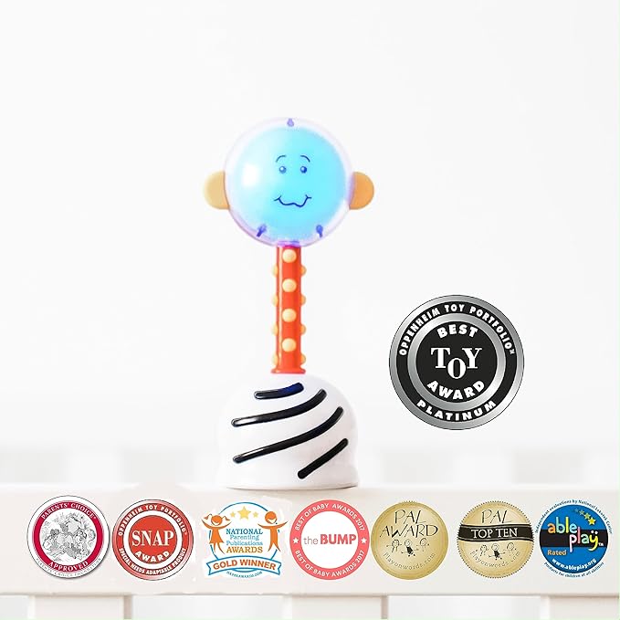 SmartNoggin NogginStik Light-up Developmental Rattle - Color Changing, Textured for Grasping, Mirror & Rattle Sound - Sensory Toy for Babies, Ages 0-12 Months