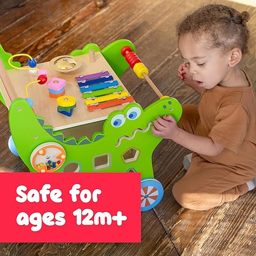 Spark & Wow Crocodile Activity Walker | 10 Activities | for Ages 1+ | Activity Table for Toddlers | Push and Pull Learning Walker