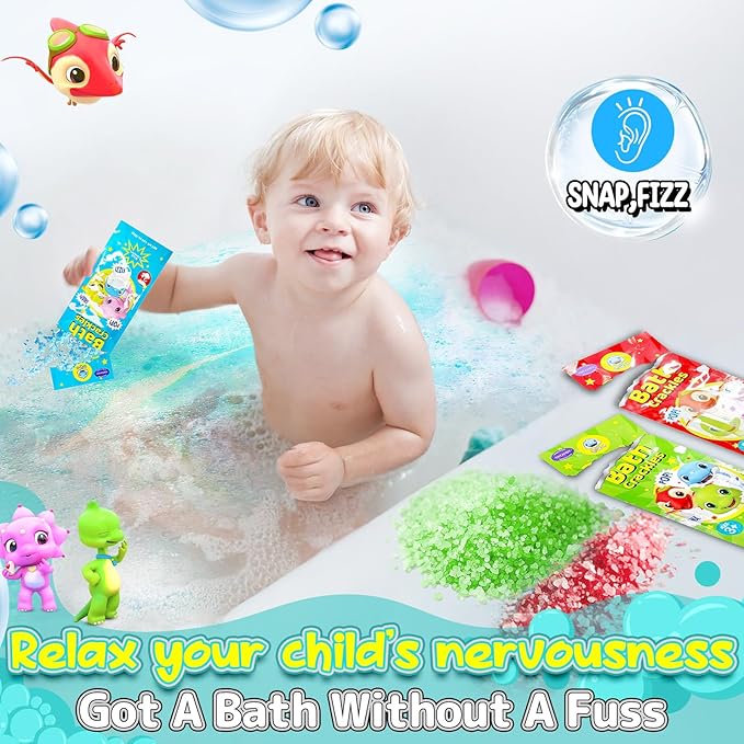 SWCANDY Bath Crackles for Kids 12 Pack, Toddler Boys Bath Toys Nontoxic & Fragrance-Free a Unique Kids, Swirl Water for Fizzy Fun Easter Basket Stuffers