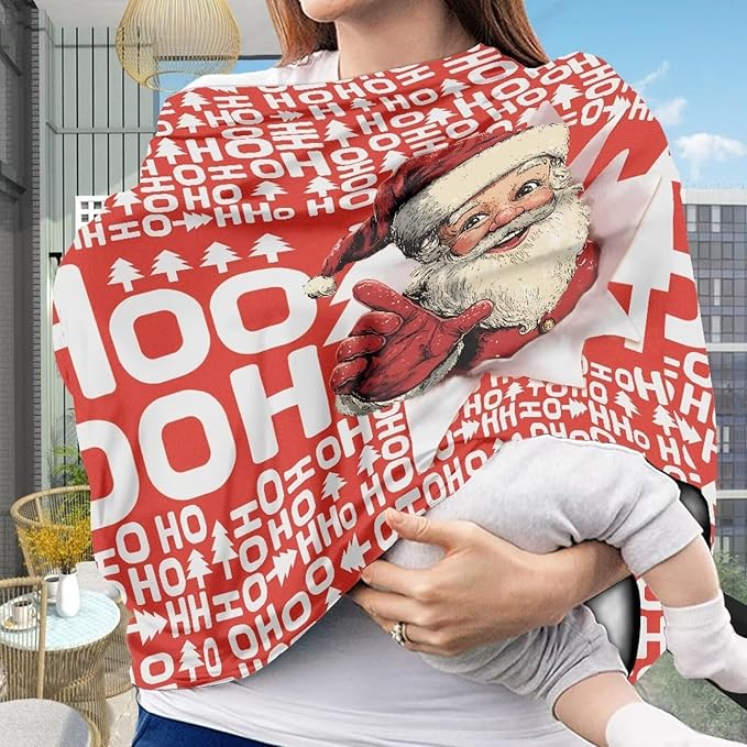 AFPANQZ Santa Claus Nursing Covers for Newborns Baby Car Seat Covers for Baby Girls, All Season Baby Carseat Canopy Cover Ups Breastfeeding Scarves Breathable Baby Shower s