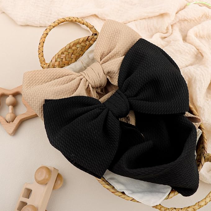 Super Durable Soft Knot Headbands with Hair Bows Infant Toddlers Kids Hair Accessories Beige Black Headband for Newborn Baby Girls