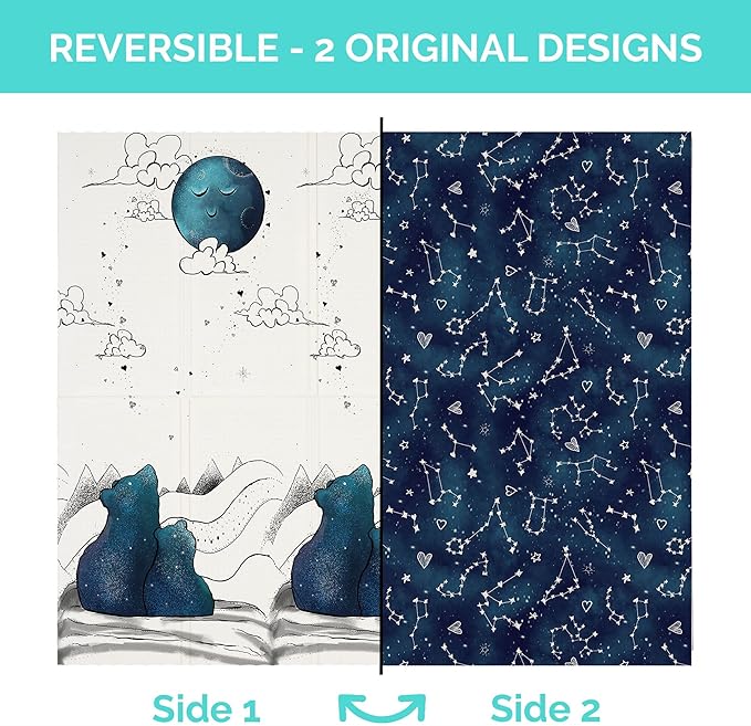 JumpOff Jo Foldable Foam Play Mat – Large Waterproof Baby & Toddler Activity Floor Mat, Double-Sided 70 x 59 Inch Play Surface