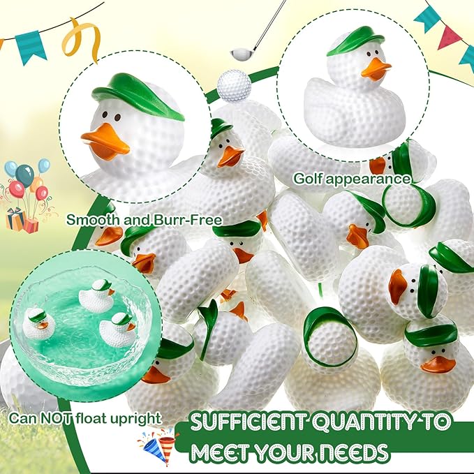 Deekin Rubber Ducks 2 Inch Bulk Sport Party Favors for Team Events Decorations Birthday Party Supplies Club Player Gift(24 Pcs,Golf)