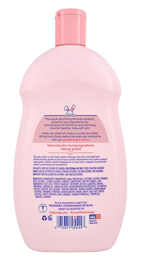 Baby Magic Gentle Baby Lotion | 16.5 Fl Oz (Pack of 6) | Vitamins & Aloe, Pink (705544), Original Baby Scent